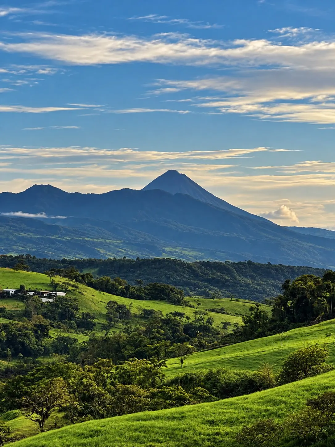 TicoTrekker passenger van parked beneath Arenal Volcano in Costa Rica